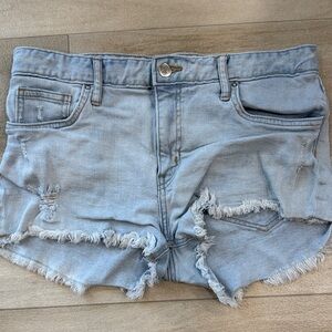 H&M Denim Blue Frayed Jean Shorts